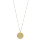 CANCER Zodiac Sign Coin Necklace, gold-plated, featuring a round pendant with crystal stones forming the Cancer constellation. Perfect for personal style seekers.