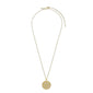 LIBRA Zodiac Sign Coin Necklace, gold-plated, featuring a round pendant with crystal stones forming the Libra star sign, on a delicate chain.