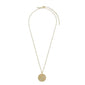 SCORPIO Zodiac Sign Coin Necklace, gold-plated, featuring a round pendant with crystal stones depicting the Scorpio constellation. Perfect for trendsetters seeking a personalized touch.