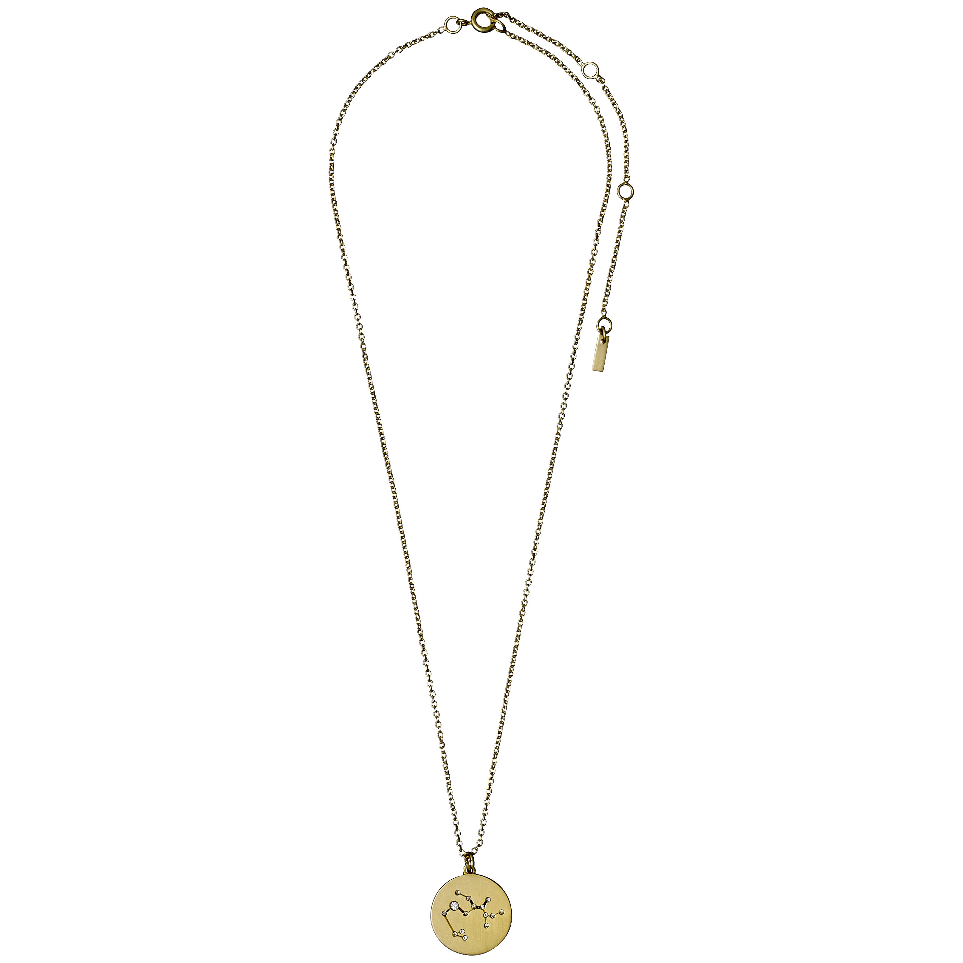 SAGITTARIUS Zodiac Sign Coin Necklace, gold-plated, featuring a round pendant with crystal stones forming the Sagittarius symbol, perfect for style-conscious trendsetters.