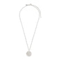 AQUARIUS Zodiac Sign Coin Necklace, silver-plated, featuring a round pendant adorned with crystal stones, reflecting timeless Scandinavian craftsmanship and contemporary style.