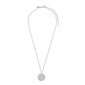 ARIES Zodiac Sign Coin Necklace, silver-plated, featuring a round pendant with Aries constellation adorned with crystal stones on a delicate silver chain.