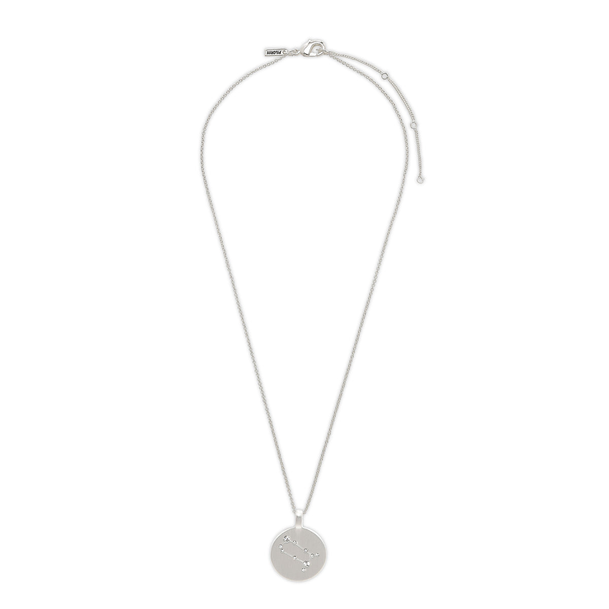 GEMINI Zodiac Sign Coin Necklace, silver-plated, featuring a round pendant with crystal stones in a constellation design, perfect for personal style expression.