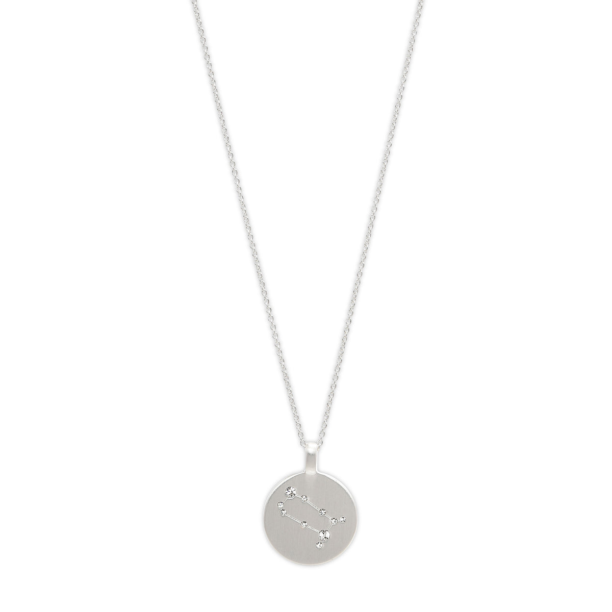 GEMINI Zodiac Sign Coin Necklace, silver-plated, featuring a constellation pendant adorned with crystal stones, embodying timeless Scandinavian craftsmanship. Perfect for trendsetters seeking personal style.