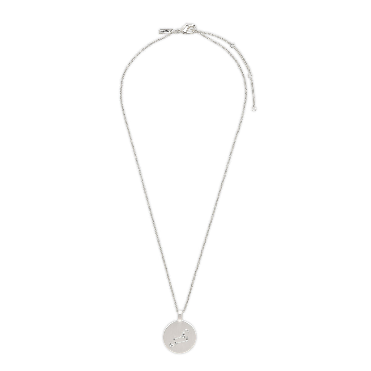 LEO Zodiac Sign Coin Necklace, silver-plated with a round pendant, featuring crystal stones forming the Leo constellation. Perfect for trendsetters seeking stylish, meaningful jewelry.