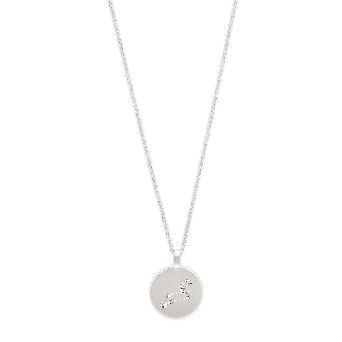 LEO Zodiac Sign Coin Necklace: Silver-plated, round pendant with crystal Leo constellation. Perfect for trendsetters seeking unique, handmade Danish jewelry.