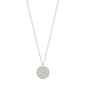 VIRGO Zodiac Sign Coin Necklace, silver-plated, featuring a round pendant with crystal stones depicting the Virgo constellation on a sleek silver chain.