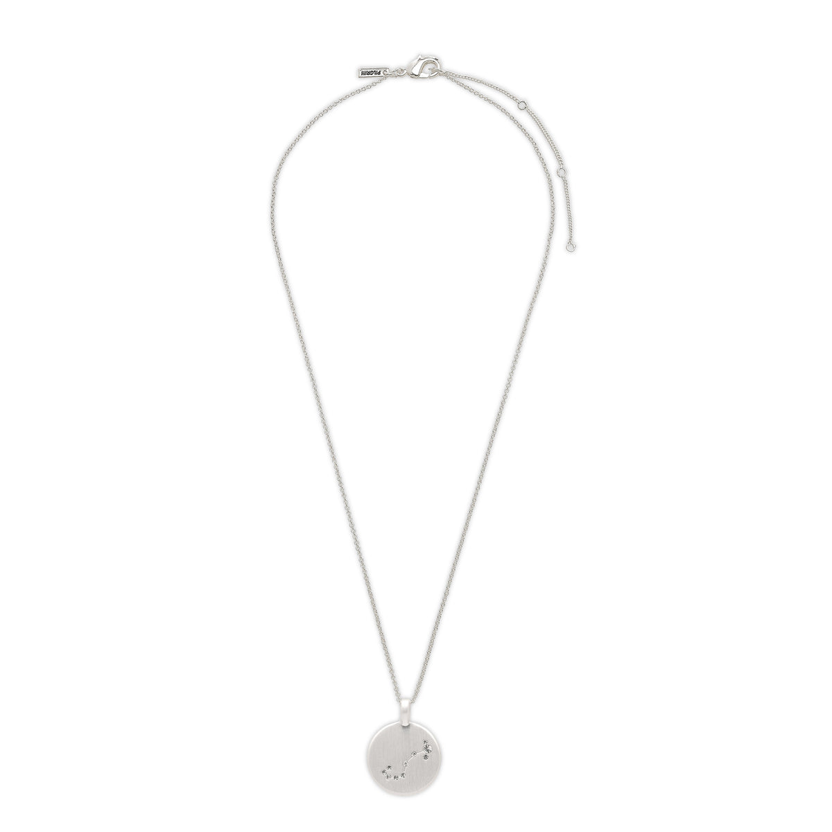 SCORPIO Zodiac Sign Coin Necklace, silver-plated with a round pendant featuring crystal-studded Scorpio constellation, perfect for personal style enthusiasts.