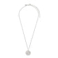 SCORPIO Zodiac Sign Coin Necklace, silver-plated with a round pendant featuring crystal-studded Scorpio constellation, perfect for personal style enthusiasts.