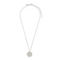 SAGITTARIUS Zodiac Sign Coin Necklace in silver-plated finish with a round pendant, featuring crystal stones forming the Sagittarius constellation. Perfect for trendsetters.
