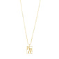 Gold-plated LOVE TAG, BRO necklace featuring a square pendant with BRO inscription, adjustable chain, reflecting personal style and sustainable craftsmanship from Pilgrim.