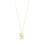 LOVE TAG, SIS necklace gold-plated, featuring a square pendant inscribed with SIS on a 40 cm adjustable chain, perfect for layering.