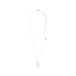 LOVE TAG, MOM necklace: Silver-plated, square pendant inscribed with 'MOM,' adjustable 40 cm chain, crafted from 99% recycled material by Pilgrim.