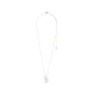 Silver-plated LOVE TAG, BRO necklace featuring a square pendant with BRO inscription, adjustable chain, crafted from recycled material for a stylish, responsible accessory.