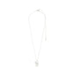 LOVE TAG, SIS necklace silver-plated by Pilgrim, featuring a square pendant engraved with SIS on an adjustable silver chain, crafted from 99% recycled materials.