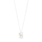 Silver-plated LOVE TAG, SIS necklace by Pilgrim, featuring a square pendant on an adjustable chain, ideal for layering or solo wear.