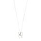 Silver-plated LOVE TAG, HOPE necklace by Pilgrim, featuring a square pendant with HOPE inscription on a 40 cm adjustable chain, made from 99% recycled material.