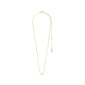 Gold-plated 'LUCK' necklace featuring a sleek chain with a cursive script pendant, measuring 38 cm plus 9 cm extension. Genderless and versatile accessory.
