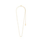 Gold-plated FAITH necklace featuring a sleek chain and small cursive pendant, ideal for layering or solo wear, crafted from recycled materials.