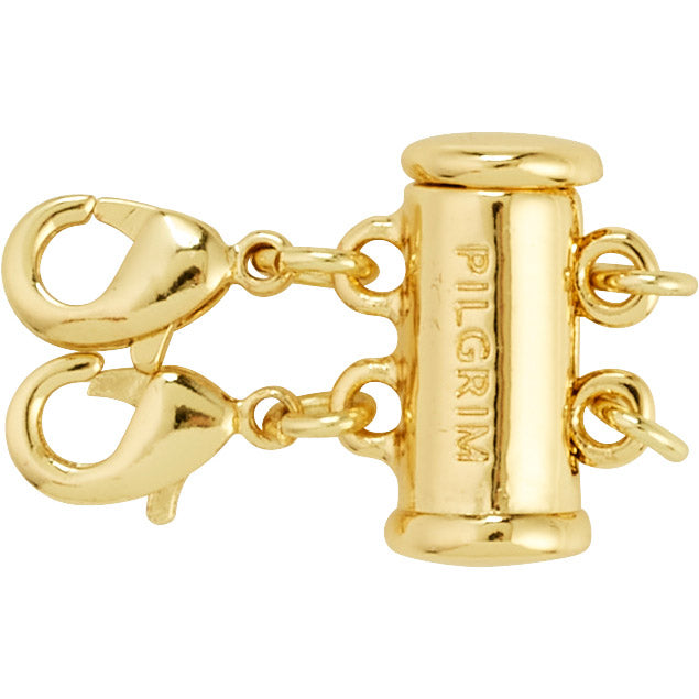 Gold-plated Lock with 2 lobsters clasp for layering necklaces, featuring dual clasps to prevent tangling, ideal for trendy, personalized styling.