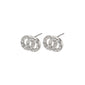 VICTORIA crystal earrings, silver-plated, featuring intertwined rings adorned with bright crystal stones, embodying Scandinavian elegance and contemporary style from Pilgrim's collection.