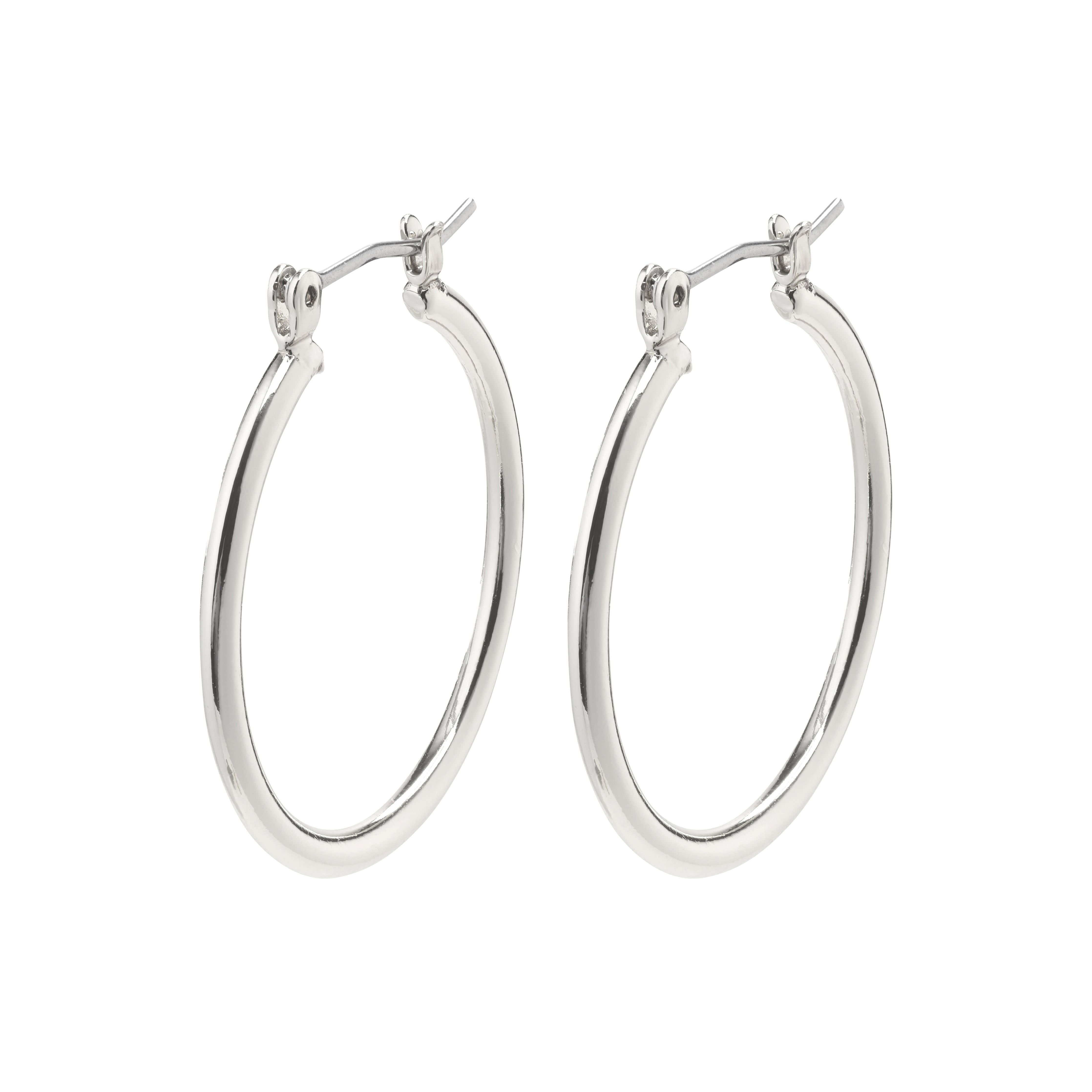 LAYLA large silver-plated hoop earrings with user-friendly click clasp, ideal for adding an elegant touch to any outfit.