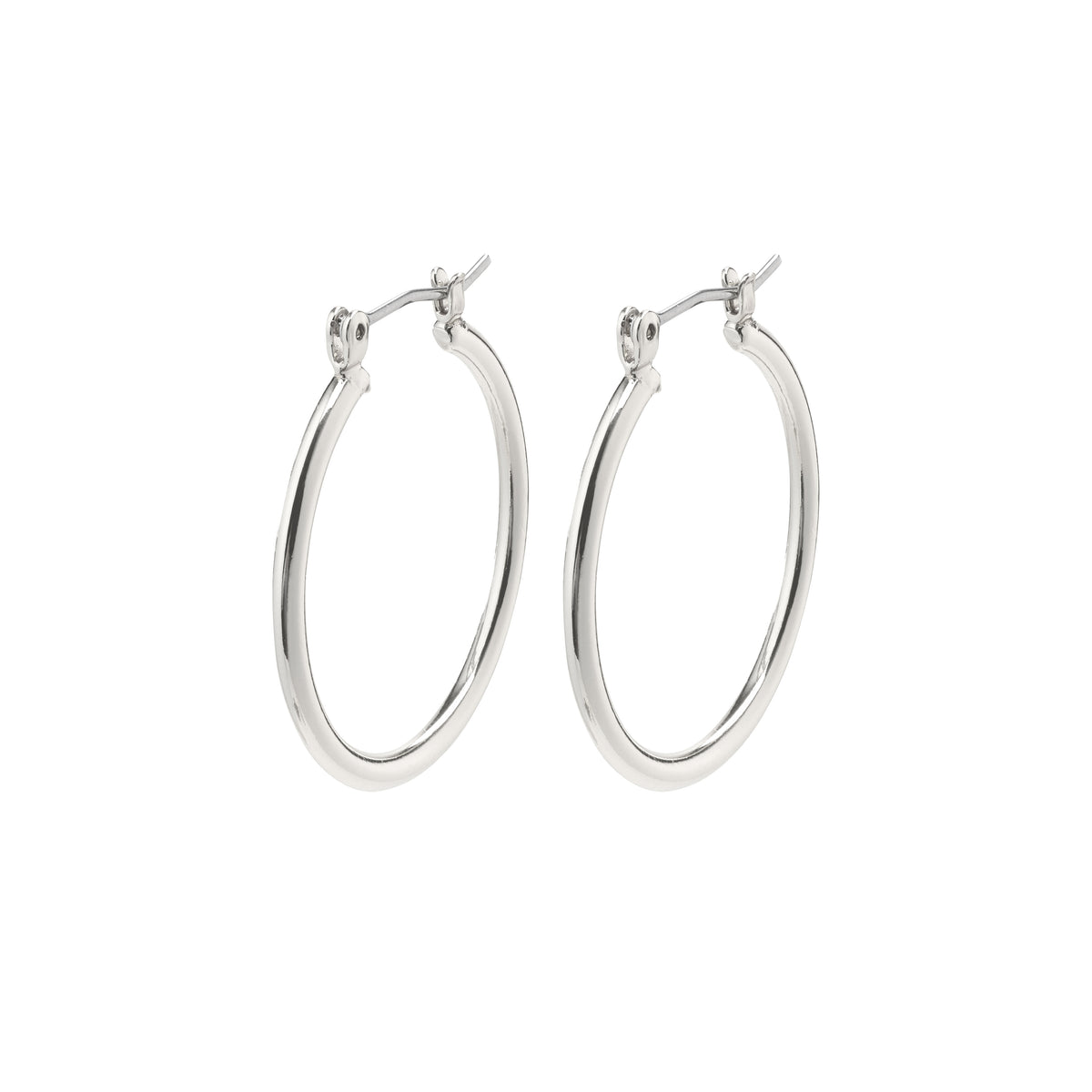 LAYLA medium hoop earrings, silver-plated with a click clasp, elegantly designed for effortless style. Perfect addition to any jewellery collection.