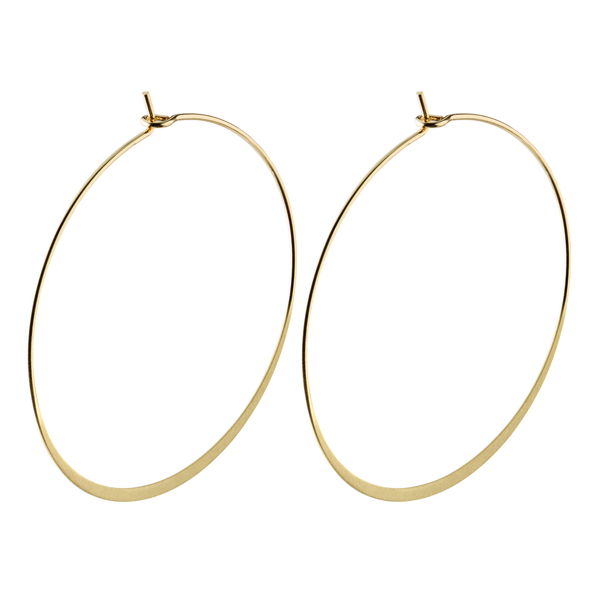 TILLY large hoop earrings, gold-plated, with a sleek, airy design and 50 mm size, ideal for a trendy, feminine look.