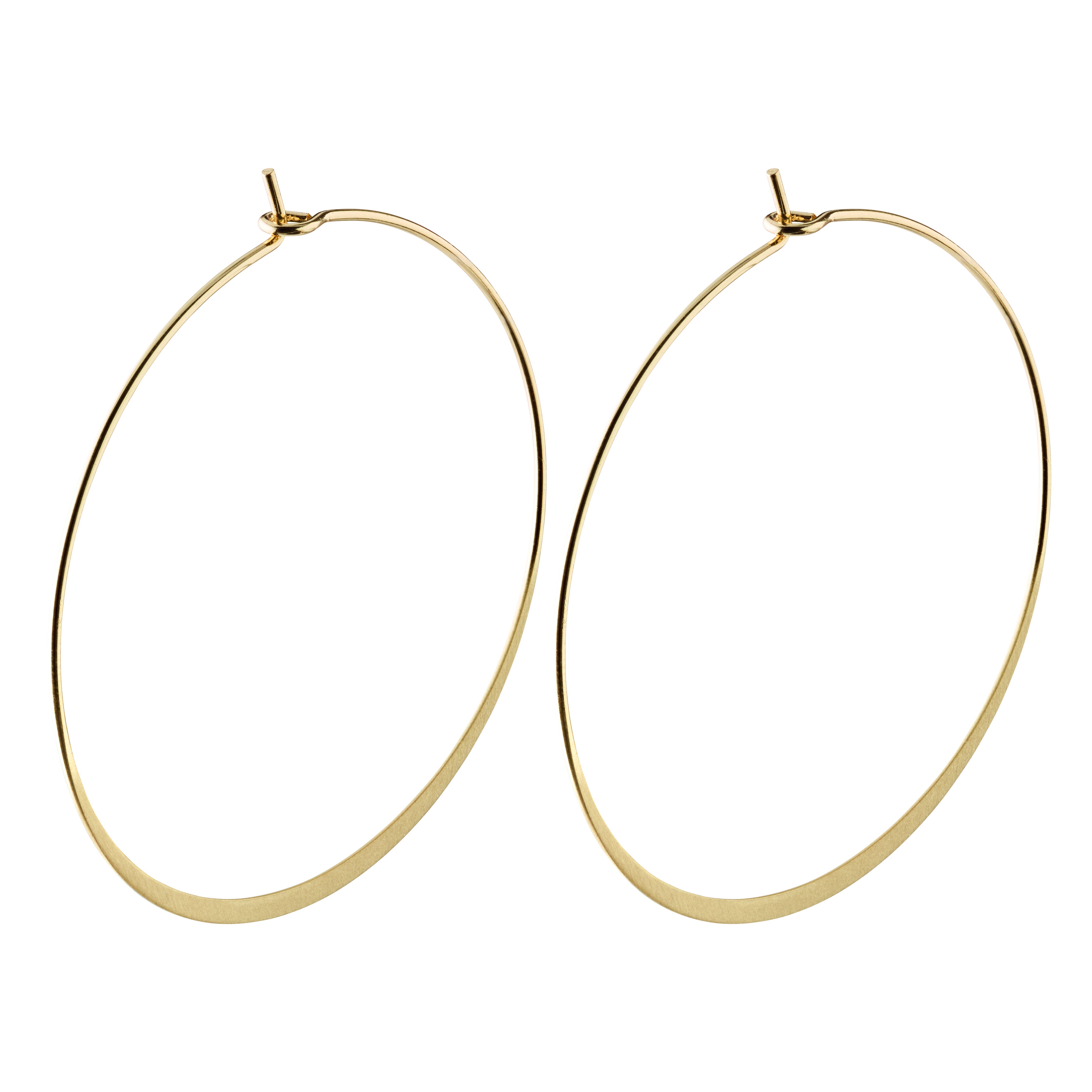 TILLY large hoop earrings, gold-plated, with a sleek, airy design and 50 mm size, ideal for a trendy, feminine look.