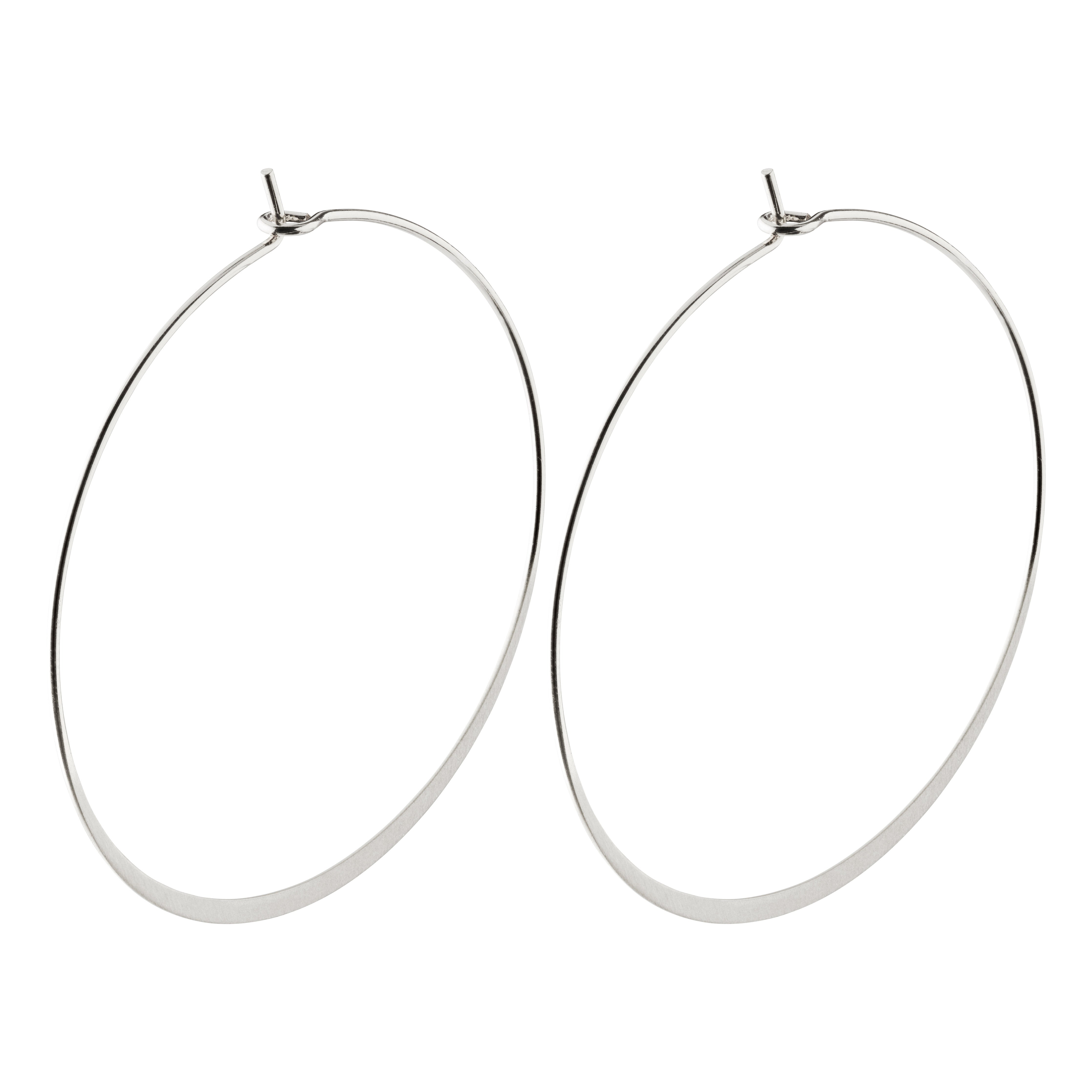 TILLY large silver-plated hoop earrings from Pilgrim, showcasing a sleek, airy design and bold 50 mm diameter for a fresh, feminine look.