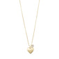 SOPHIA heart pendant necklace gold-plated: Features a velvet-matt large heart and crystal-adorned smaller heart on a 40 cm collarbone chain, adjustable by 9 cm.