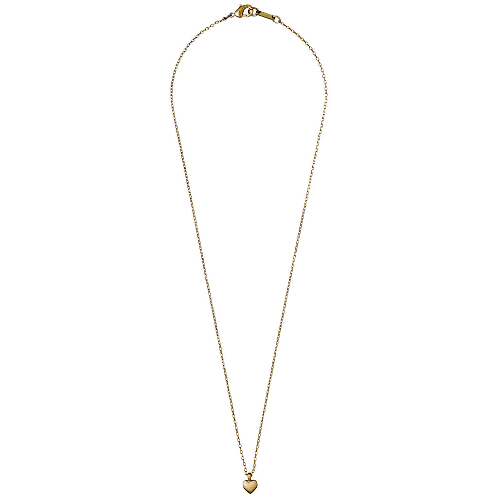 SOPHIA tiny heart pendant necklace, gold-plated, featuring a satin-matt finish on a delicate chain. Ideal for layering or wearing alone.