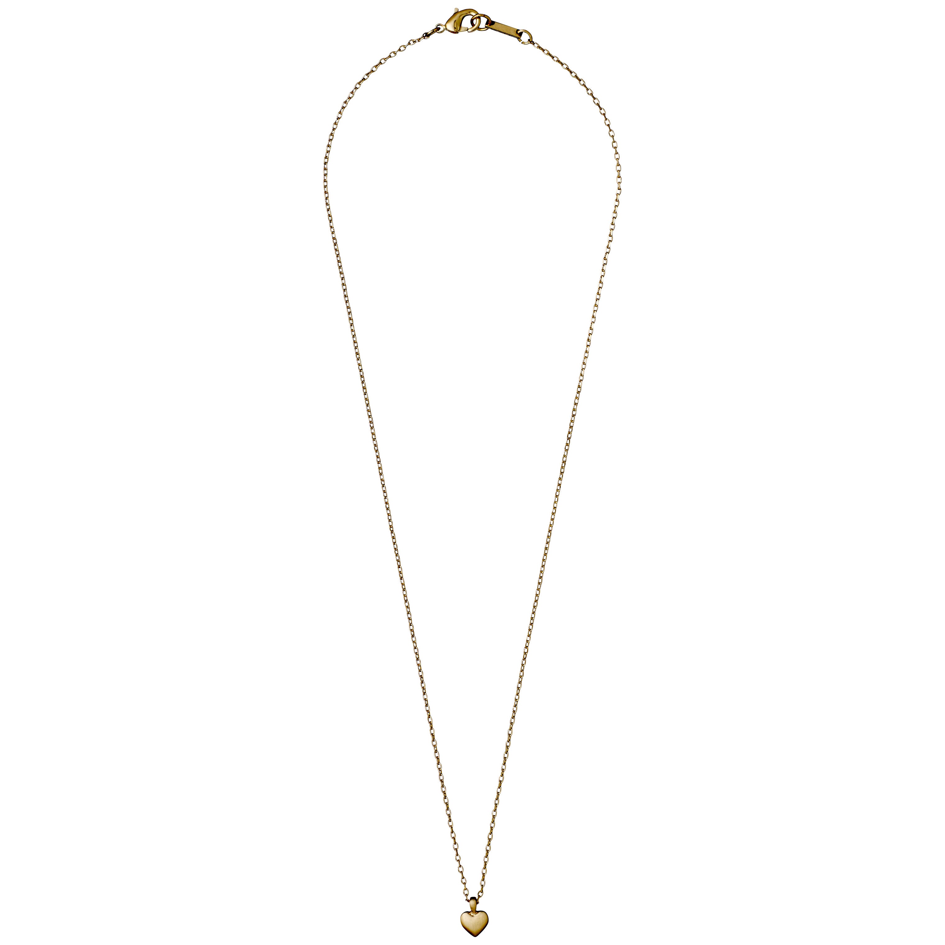 SOPHIA tiny heart pendant necklace, gold-plated, featuring a satin-matt finish on a delicate chain. Ideal for layering or wearing alone.