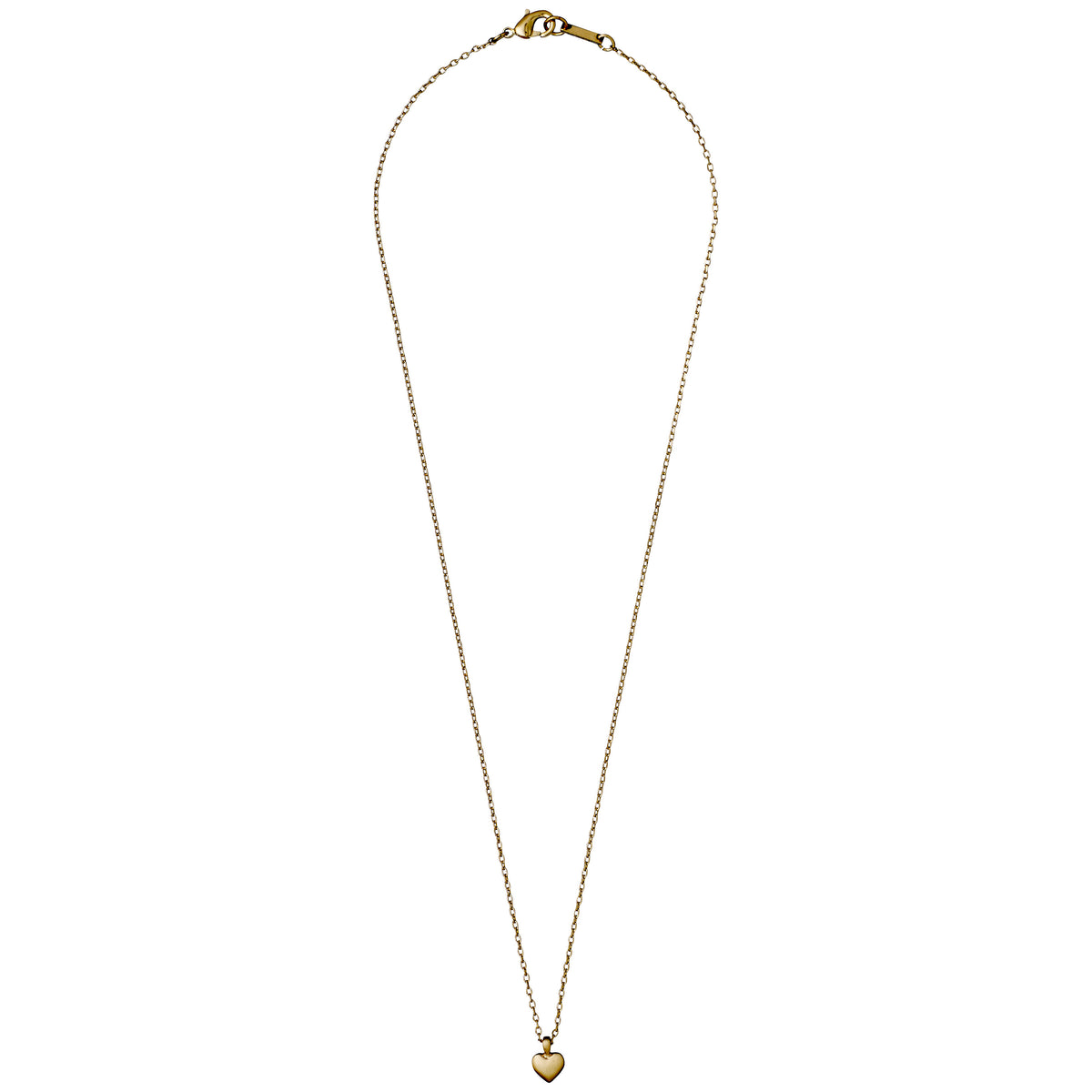 SOPHIA tiny heart pendant necklace, gold-plated, featuring a satin-matt finish on a delicate chain. Ideal for layering or wearing alone.