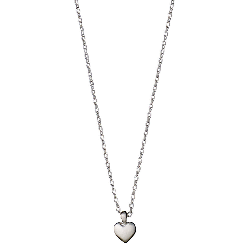 SOPHIA tiny heart pendant necklace, silver-plated, featuring a delicate heart charm on a sleek chain, perfect for layering or standalone elegance.