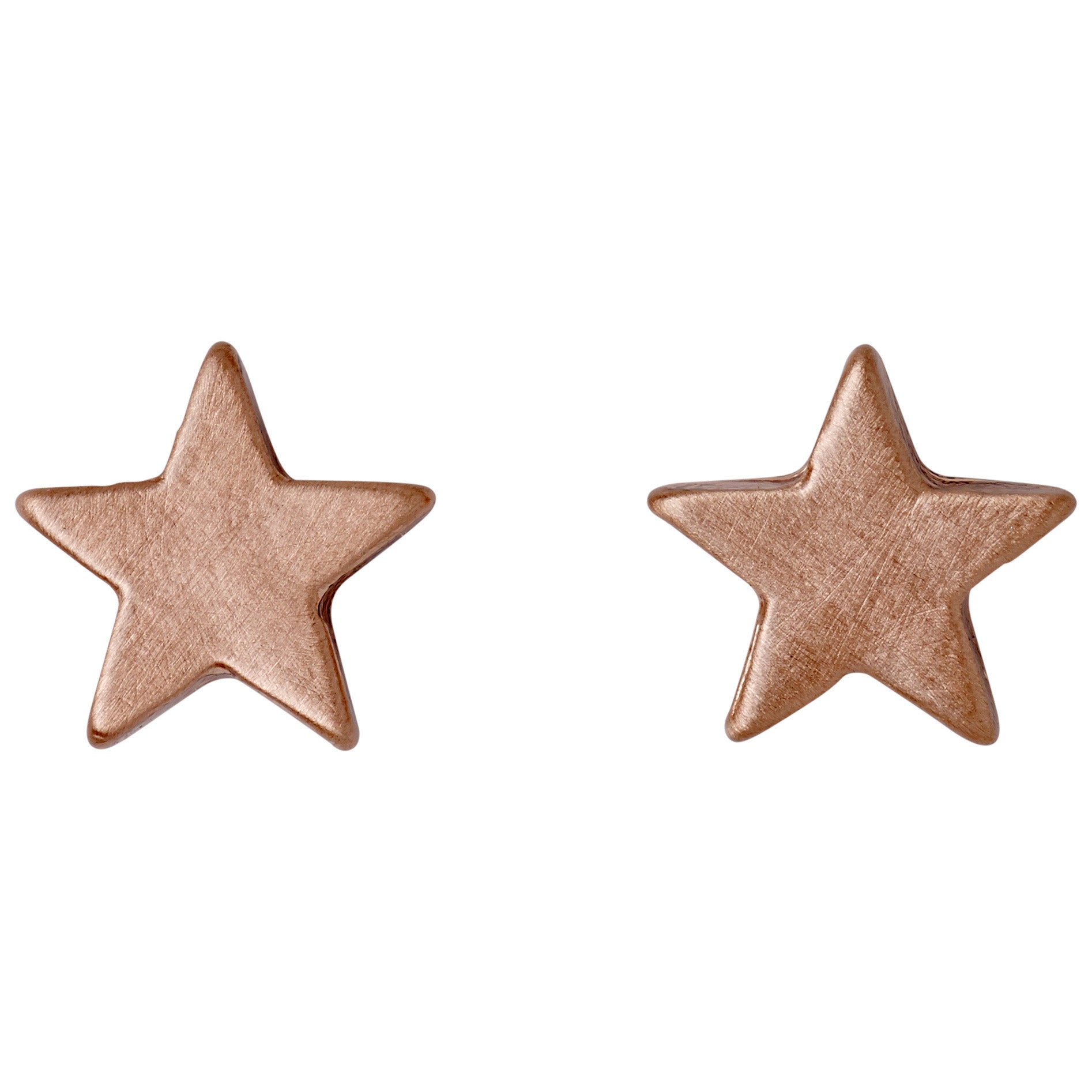 AVA star earrings rose gold-plated, featuring a pair of matte-finished star-shaped studs, perfect for everyday wear.