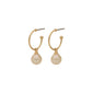 EILA pearl earrings gold-plated, featuring gold hoops with pearl drops, blending timeless elegance with modern design for a stylish, comfortable fit.