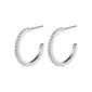 ROBERTA recycled crystal semi-hoops silver-plated