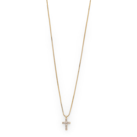 CLARA recycled crystal cross necklace gold-plated