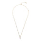 CLARA crystal cross necklace gold-plated featuring a sparkling crystal-adorned cross pendant on a delicate 35 cm chain with a 9 cm extension.