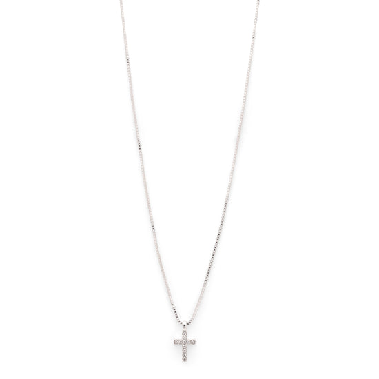 CLARA recycled crystal cross necklace silver-plated