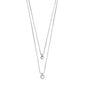 LUCIA 2-in-1 crystal necklace, silver-plated, featuring two sparkling crystal pendants on dual chains, perfect for enhancing your décolleté with elegance.