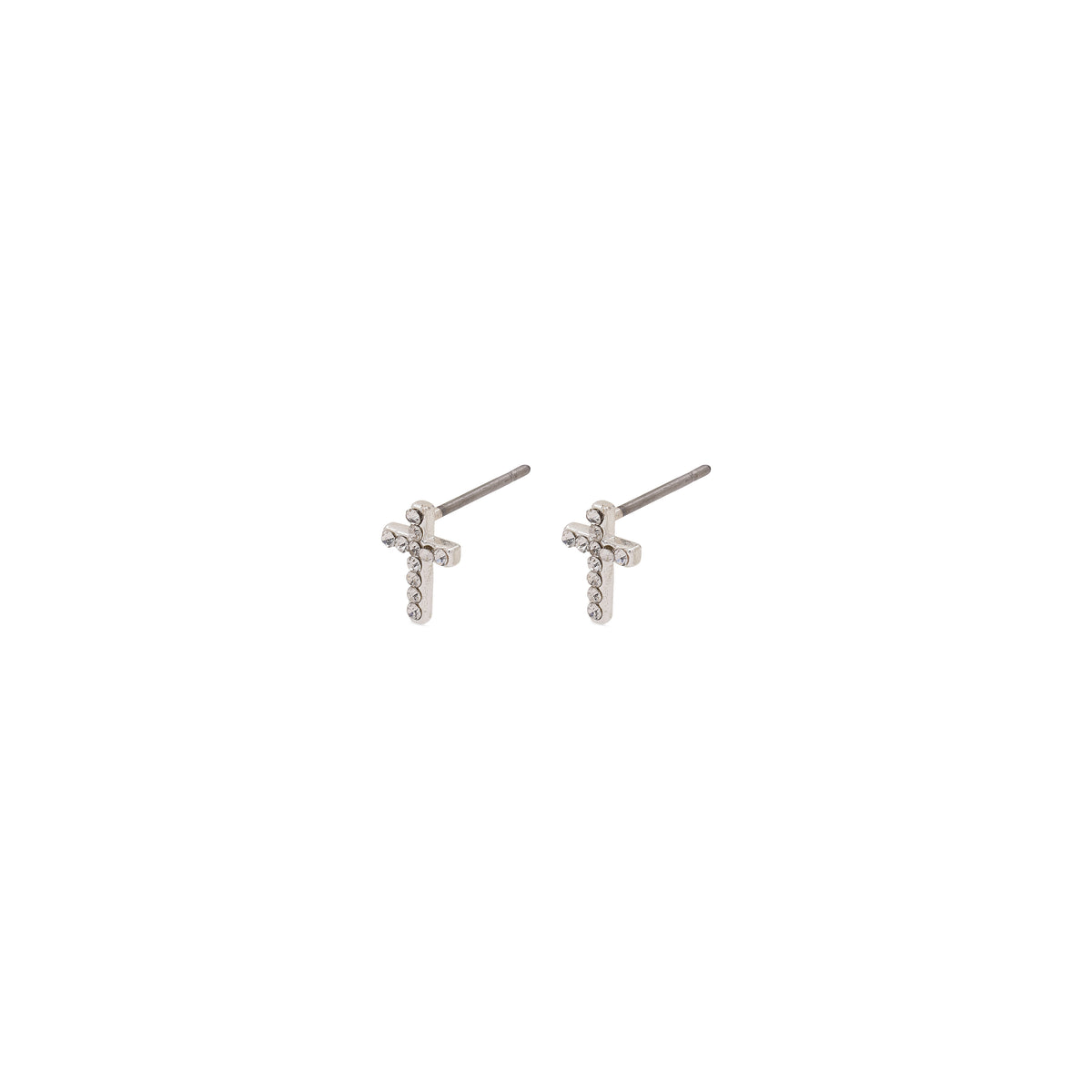 CLARA crystal cross earrings, silver-plated, with sparkling crystals on clean lines for a unique, feminine touch.