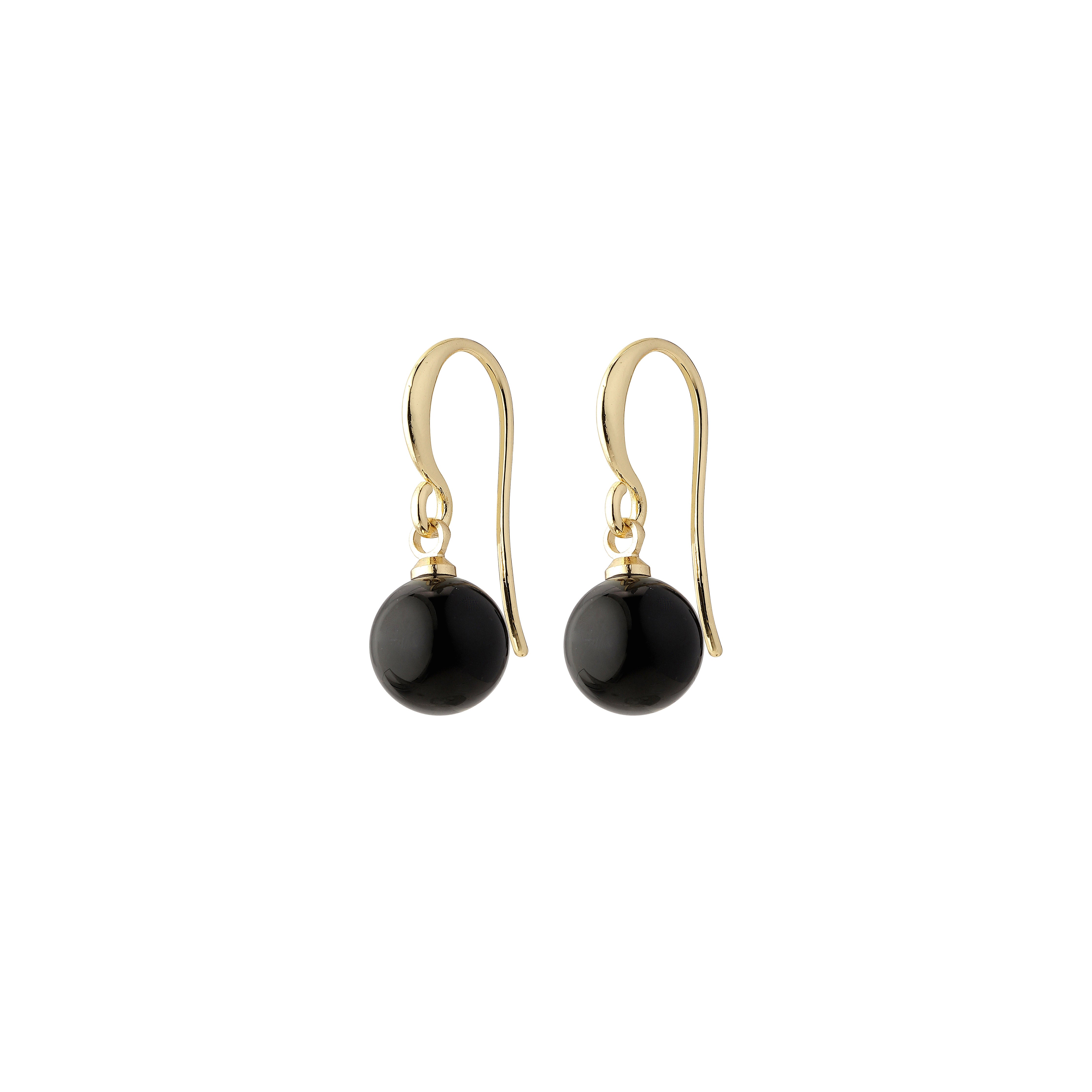 GOLDIE black earrings gold-plated with elegant black glass beads and gold accents, perfect for enhancing personal style with a sophisticated, feminine touch.