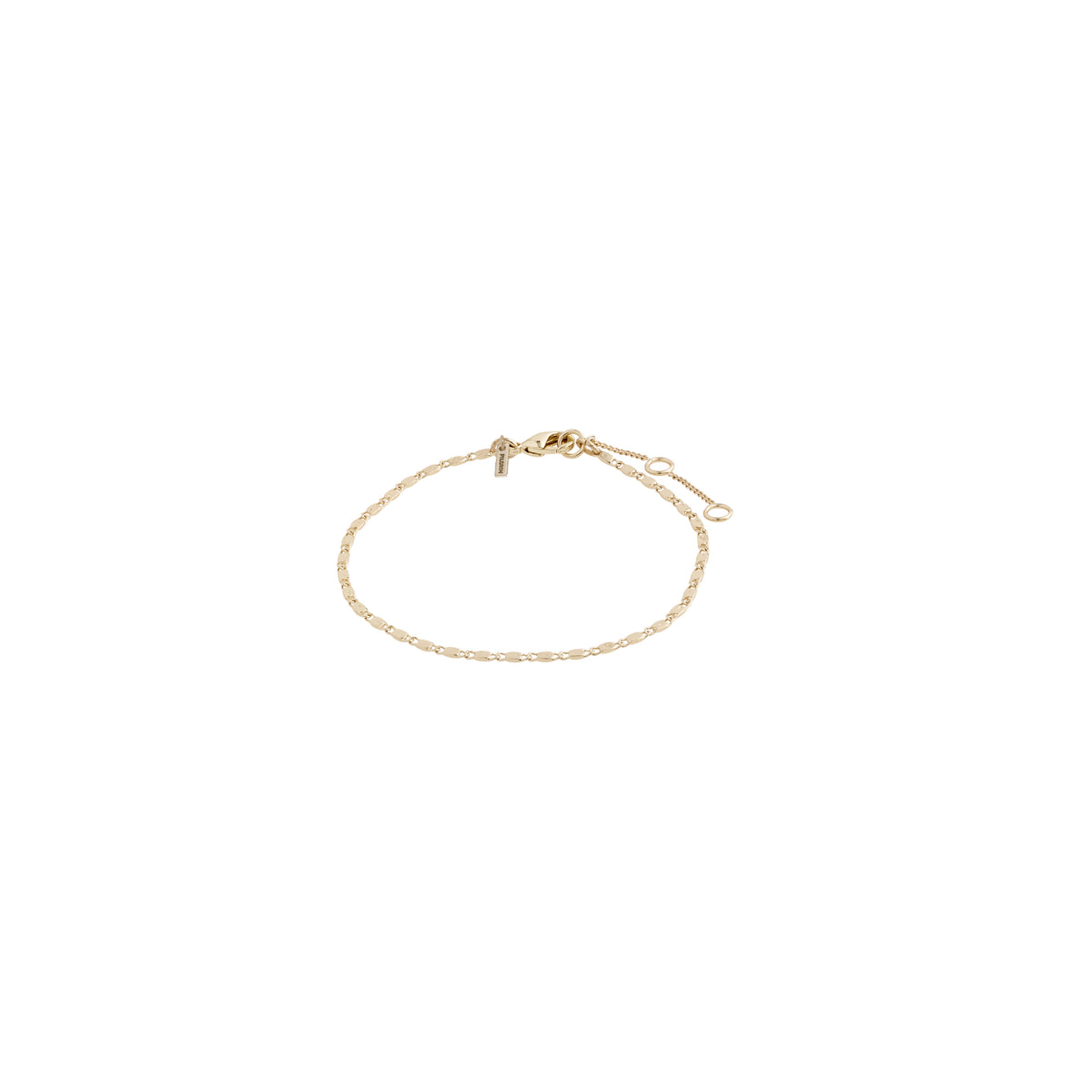 PARISA flat link chain bracelet, gold-plated, features delicate flat links with a knot design, perfect for layering and reflecting light beautifully.