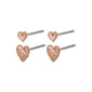 SOPHIA recycled heart studs 2-in-1 set rosegold-plated