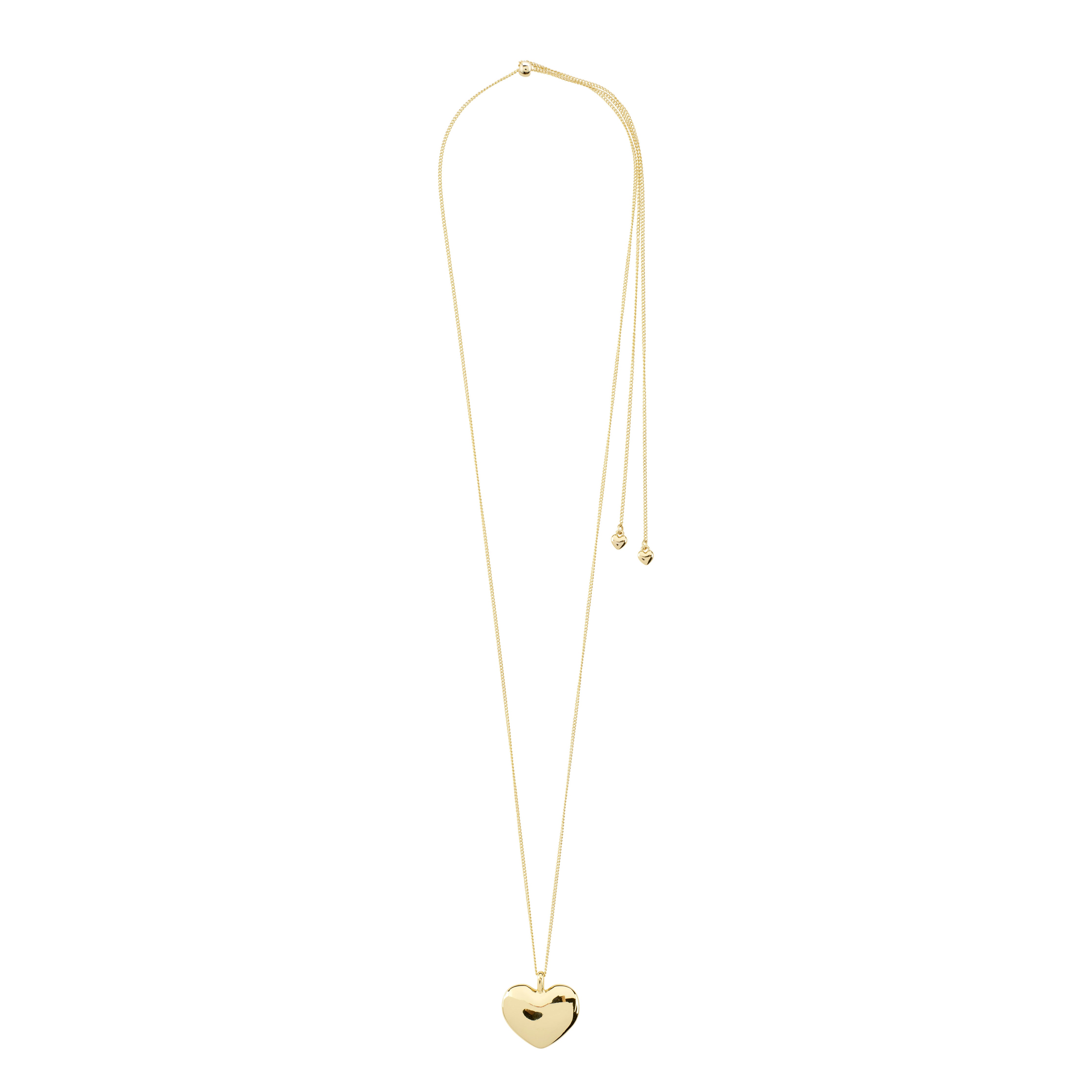 SOPHIA heart pendant necklace, gold-plated, featuring a large shiny heart on a delicate chain. Elegant and romantic, adjustable length, made from 98% recycled materials.