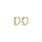 RAELYNN earrings gold-plated with organic hoop design, featuring small white beads for a luxurious, handcrafted look from Pilgrim. Made from 97% recycled materials.