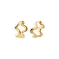 Gold-plated PENELOPE earrings with a wavy design, featuring an easy click clasp, made from 99% recycled materials by Pilgrim.