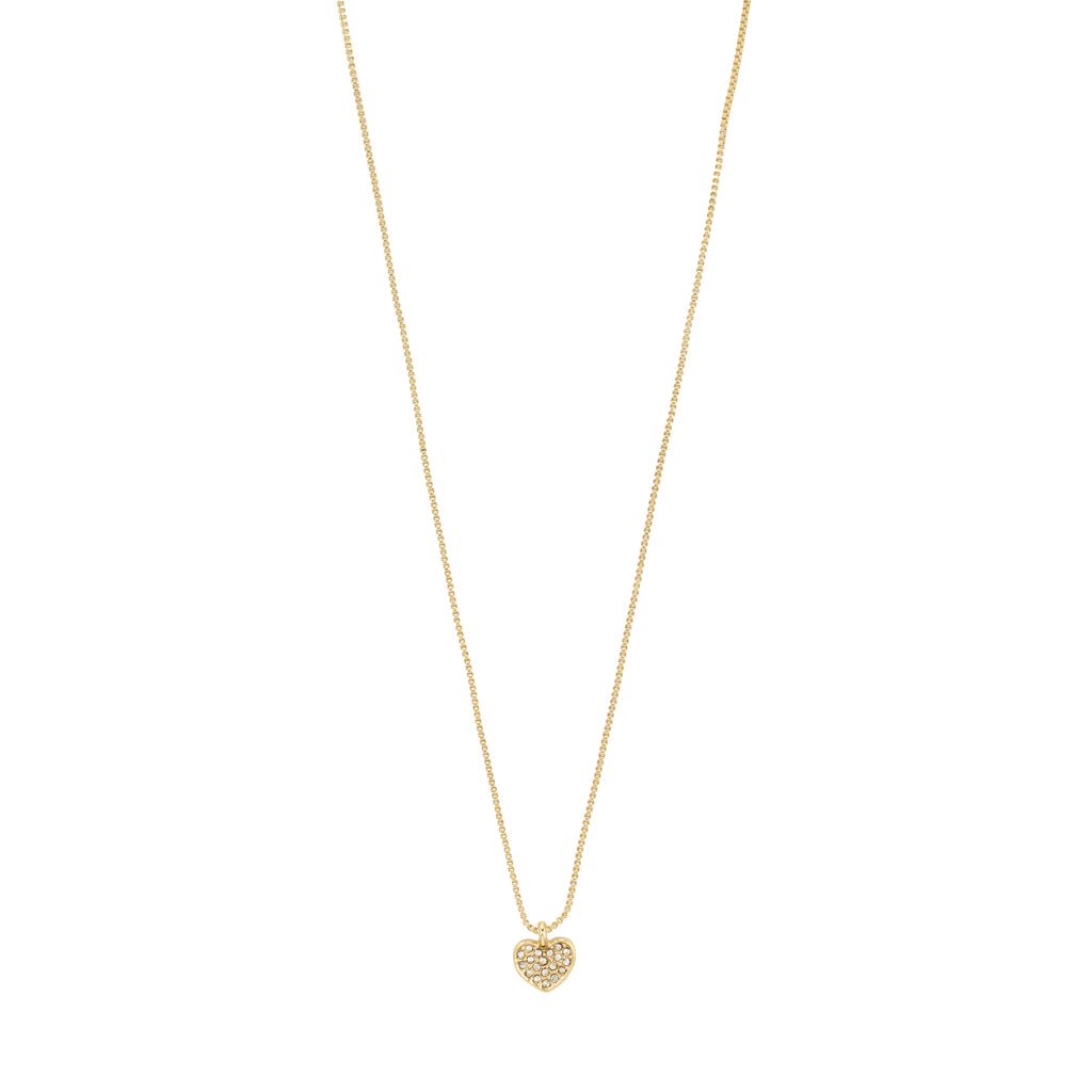 EMMETT necklace gold-plated with a heart pendant embellished with Preciosa crystals, designed for elegance and versatility, perfect for any occasion.